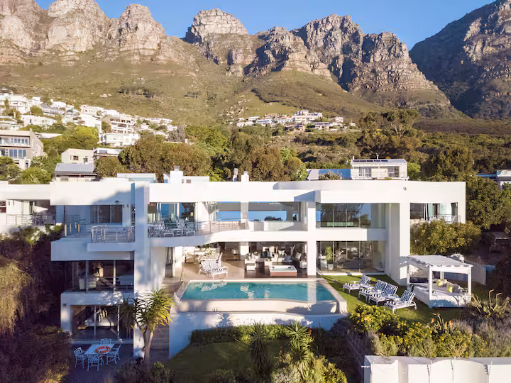 Contemporary private villa with a pool and mountain views